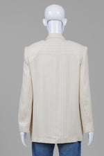 Load image into Gallery viewer, Studio Jax Crème with Grey pinstripe single breaster vintage blazer (8)

