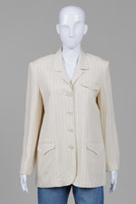 Load image into Gallery viewer, Studio Jax Crème with Grey pinstripe single breaster vintage blazer (8)
