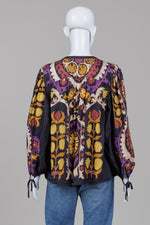 Load image into Gallery viewer, Ba&amp;sh multi coloured balloon sleeve with ties pullover top (1)
