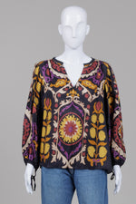 Load image into Gallery viewer, Ba&amp;sh multi coloured balloon sleeve with ties pullover top (1)
