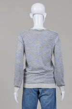 Load image into Gallery viewer, Geox Crème and Faded Denim Blue Striped Cardigan (M)
