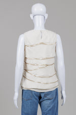 Load image into Gallery viewer, Michael Kors Crème Sleeveless layered ruffles with gold sequins (M)
