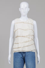 Load image into Gallery viewer, Michael Kors Crème Sleeveless layered ruffles with gold sequins (M)
