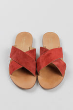 Load image into Gallery viewer, Le Bon Marche red suede criss-cross sandal (39.5)
