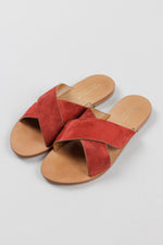 Load image into Gallery viewer, Le Bon Marche red suede criss-cross sandal (39.5)
