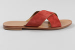 Load image into Gallery viewer, Le Bon Marche red suede criss-cross sandal (39.5)
