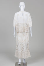 Load image into Gallery viewer, Ultra Pink two piece crocheted maxi skirt and button front top (XL)
