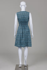 Load image into Gallery viewer, Smoking Lily Blue Printed dress with smocked back waist (M)
