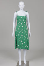 Load image into Gallery viewer, Reformation spaghetti strap green A-line dress (4)
