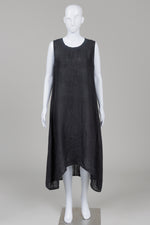 Load image into Gallery viewer, Suzy D Black Sleeveless high low Midi dress
