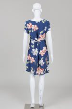 Load image into Gallery viewer, Jackpot by Cali Gry Blue floral print A line dress with cap sleeves and back tie (2)
