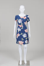 Load image into Gallery viewer, Jackpot by Cali Gry Blue floral print A line dress with cap sleeves and back tie (2)
