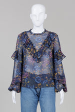 Load image into Gallery viewer, Ted Baker Pop over blouse with ruffle sleeves and front (2)
