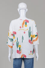 Load image into Gallery viewer, Beyond Capri White Desert Print popover top with 3/4 sleeve (OS)
