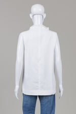 Load image into Gallery viewer, COS White Sleeveless folded stand up collar top with zipper in back (8)
