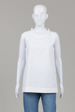 Load image into Gallery viewer, COS White Sleeveless folded stand up collar top with zipper in back (8)
