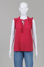 Load image into Gallery viewer, Naf Naf Fuschia Sleeveless top with ruffle turn on neck and arm (S)
