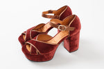 Load image into Gallery viewer, CHIE MIHARA maroon velvet chunky heel, Made in Spain.  (37)
