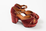 Load image into Gallery viewer, CHIE MIHARA maroon velvet chunky heel, Made in Spain.  (37)
