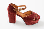 Load image into Gallery viewer, CHIE MIHARA maroon velvet chunky heel, Made in Spain.  (37)
