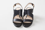 Load image into Gallery viewer, COLE HAAN black leather wedge sandal, new condition (7)
