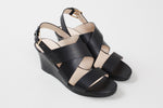 Load image into Gallery viewer, COLE HAAN black leather wedge sandal, new condition (7)
