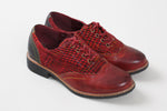 Load image into Gallery viewer, SPRING STEP L’Artiste plum red leather loafer w/ plaid pattern (36)
