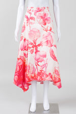 Load image into Gallery viewer, Peter Pilotto Pink and White Floral Print Semi-circle Hi-Lo Skirt with zipper (8)
