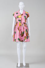 Load image into Gallery viewer, Dolce &amp; Gabbana Pineapple Print Pink Cap sleeve Shirt Dress *New with tags (small M)
