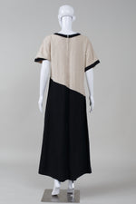 Load image into Gallery viewer, Alma long taupe and black short sleeve dress with front pocket  (M)
