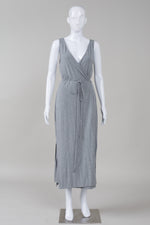 Load image into Gallery viewer, Vince Grey stretch sleeveless wrap dress (L)
