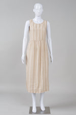 Load image into Gallery viewer, Pyne &amp; Smith high waisted striped midi dress with drawstring tie in back (M)
