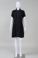 Load image into Gallery viewer, Comptoir Des Cotonniers Black short sleeve dress with tux detail on skirt (S)
