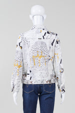 Load image into Gallery viewer, Simply printed jean jacket style jacket with jewel embelllishment (M)
