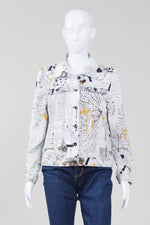Load image into Gallery viewer, Simply printed jean jacket style jacket with jewel embelllishment (M)
