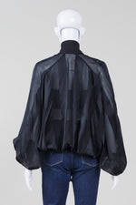 Load image into Gallery viewer, UNTTLD Black on Black striped mock bomber zip front
