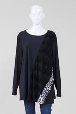 Load image into Gallery viewer, Tekbika black long sleeve mix media A line tech jersey swing top tunic (6)  *new with tags $270
