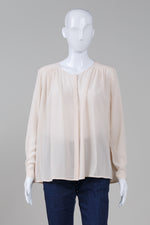 Load image into Gallery viewer, Des Petits Hauts Beige button front collarless blouse
