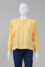 Load image into Gallery viewer, Simon Chang Marigold long sleeve collarless vintage blouse
