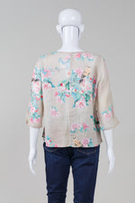 Load image into Gallery viewer, Lan Zhi Mei floral Asian V-neck mock crossover top
