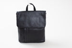 Load image into Gallery viewer, Derek Alexander black leather convertible backpack with burgandy trim and magnetic closure
