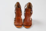 Load image into Gallery viewer, Coach Lucy tan leather gladiator stiletto sandals with back zip (7)
