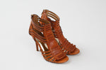 Load image into Gallery viewer, Coach Lucy tan leather gladiator stiletto sandals with back zip (7)
