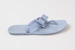 Load image into Gallery viewer, Michael Kors dusky blue jelly thong sandal with bow and silver metal accents (7)
