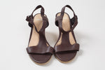 Load image into Gallery viewer, Camper brown nubuck wedge sandals with ankle strap and side zipper (37)
