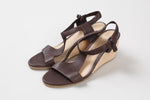 Load image into Gallery viewer, Camper brown nubuck wedge sandals with ankle strap and side zipper (37)
