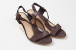 Load image into Gallery viewer, Camper brown nubuck wedge sandals with ankle strap and side zipper (37)
