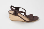 Load image into Gallery viewer, Camper brown nubuck wedge sandals with ankle strap and side zipper (37)
