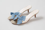 Load image into Gallery viewer, Moschino Cheap and Chic clear plastic mule with blue suede bow (38.5)
