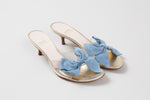 Load image into Gallery viewer, Moschino Cheap and Chic clear plastic mule with blue suede bow (38.5)
